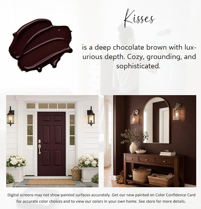 ALL-IN-ONE Paint by Heirloom Traditions, Kisses (Chocolate Brown), Quart - Durable cabinet and furniture paint. Built in primer and top coat, no sanding needed. Includes our 30 featured color card.