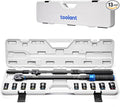 toolant 13-Piece 1/2" Torque Wrench Set, 25-250 ft-lb, ±3% | Includes 10 deep sockets, a 5" extension, and an 18"-24" telescopic breaker bar for tire work.