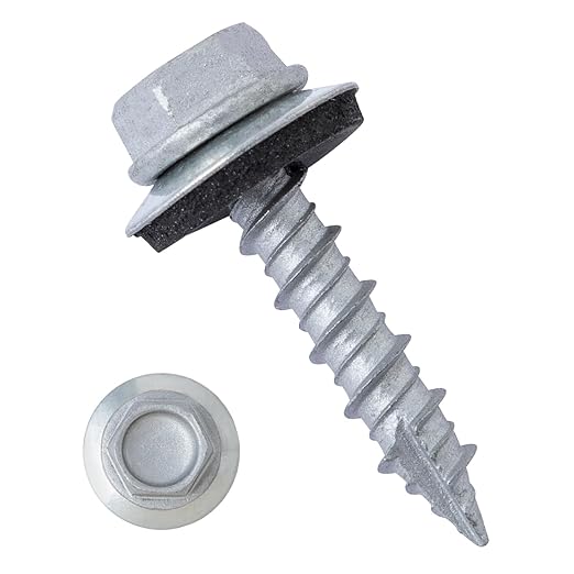 LIONMAX 300-PCS Metal Roofing Screws #10 × 1 Inch, Rustproof Coating Hex Head Sheet Metal to Wood Siding Screw with Rubber Washer, Sharp Point, Hex Socket Included