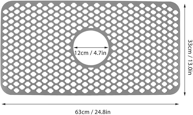 Kitchen Sink Mat 24 x 13in Silicone Sink Mat Non Slip Sink Protector for Farmhouse Kitchen Grey
