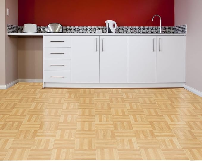 Tivoli Self Adhesive Vinyl Floor Tiles, 45 Tiles - 12" x 12", Four Finger Square Parquet - Peel & Stick, DIY Flooring for Kitchen, Dining Room, Bedrooms, Basements & Bathrooms by Achim Home Decor