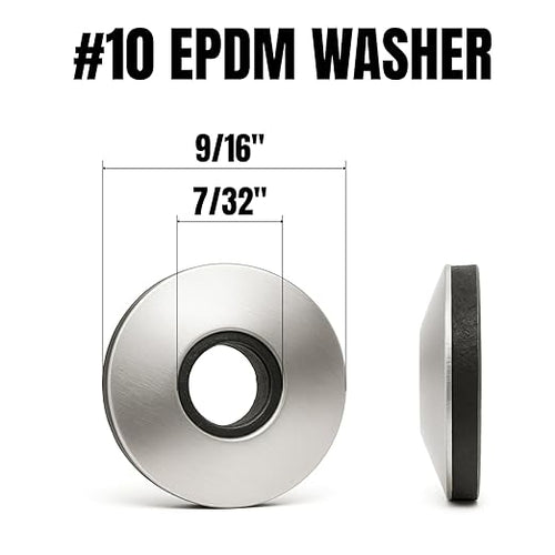 100 PCs #10 EPDM Bonded Sealing Washers, 304 Stainless Steel Rubber Washers for #10 Screws – Roofing & Metal Panel Fasteners