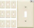 ENERLITES Toggle Light Switch Wall Plate, Standard Size 1-Gang 4.50" x 2.76", Unbreakable Polycarbonate Thermoplastic, UL Listed, 8811-LA-10PCS, Light Almond, 10 pack