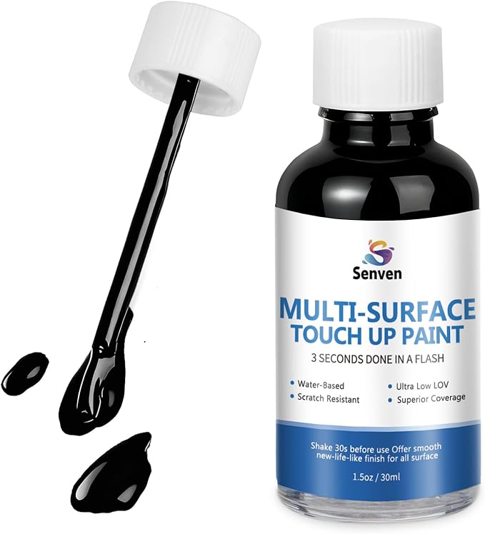 Black Touch Up Paint Semi-Gloss Black Multi Surface Acrylic Touch Up Paint Pen Repair for Metal,Wall,Door,Appliance,Cabinets,Wood,Furniture,Enamel 1.5 Fl Oz Semi-Gloss