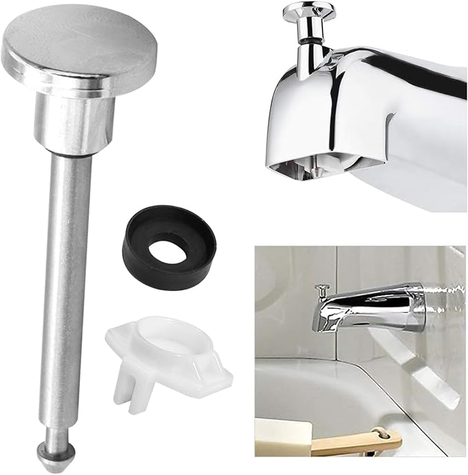 2 Set Tub Spout Diverter Repair Kit, Includes 2 Diverter Valve Stems, 2 Cup Seals and 2 Gates, Bathroom Shower Bathtub Leak Faucet Repair Replacement Parts, Chrome Plated