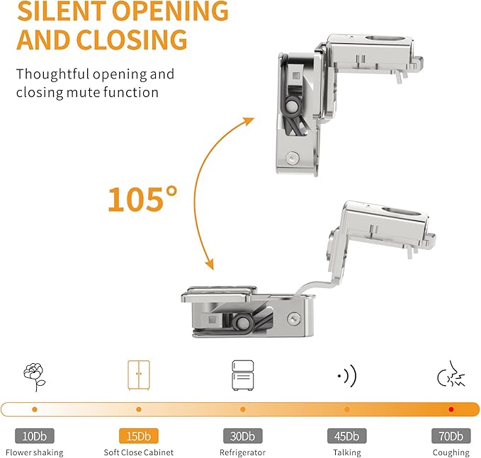 Chibery 30 Pack 1-5/16" Overlay 3D Soft Close Concealed Hinge, Face Frame Door, Small Angle Slow Close, Self Closing Hidden Satin Nickel, 105° Concealed Stainless Steel Hinges for Kitchen Cabinet Door