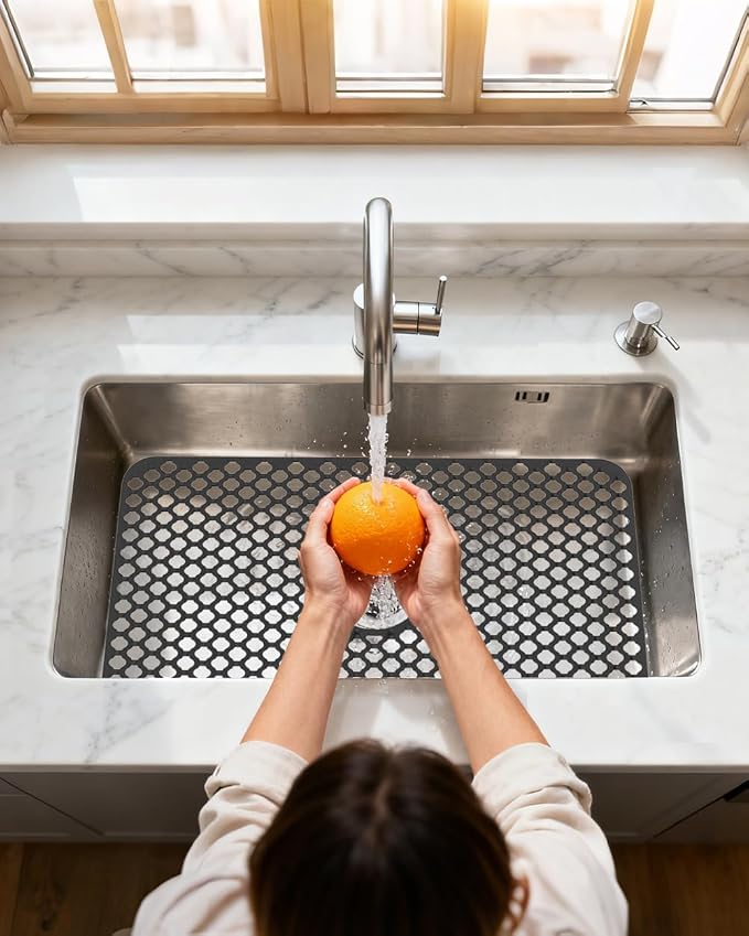 Kitchen Sink Mat 28 x 15in Silicone Sink Mat Non Slip Sink Protector for Farmhouse Kitchen Black
