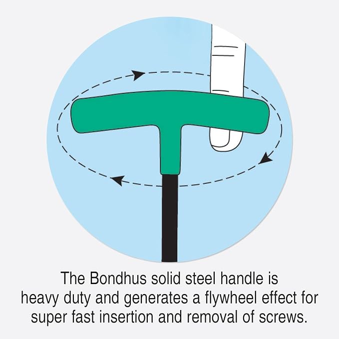 "Bondhus 13390 Set of 10 Hex T-handles w/Stand, sizes 3/32-3/8""", multi, one size