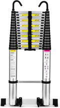 Soctone Telescoping Ladder, 20.3 FT Aluminum Lightweight Extension Ladder with Wheels and Stabilizer Bar, Heavy Duty 330lbs MaxCapacity, Multi-Purpose Collapsible Ladder for RV or Outdoor Work