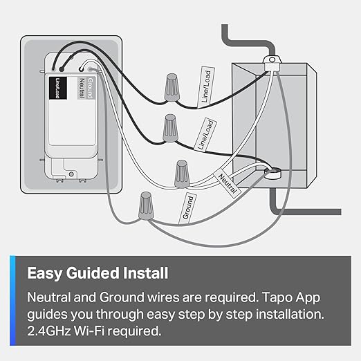 TP-Link Tapo Matter Smart Light Switch: Voice Control w/Siri, Alexa & Google Home | UL Certified | Timer & Schedule | Easy Guided Install | Neutral Wire Required | Single Pole | Tapo S505(2-Pack)