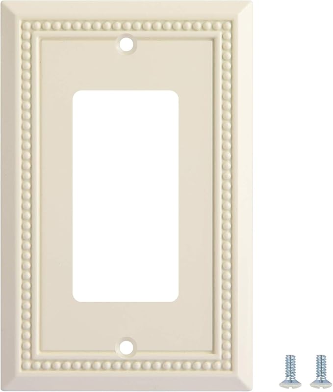 Henne Bery Sunken Pearls Heavy Duty Switch Plate/Wall Plate/Outlet Cover (Single Decorator 2PK, Light Almond)