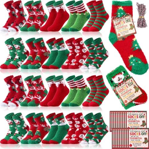 Jeyiour 30 Pairs Fuzzy Socks Bulk Warm Gifts for Adults Employee