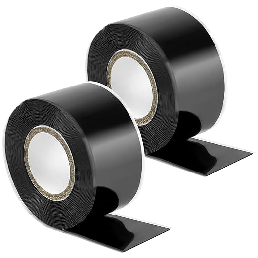QWORK Self-Fusing Silicone Tape - Leak Repair and Anti-Skid, 1 Inch x 10 Feet Each, 2 Rolls High Friction Handle Tape, -76°F to 500°F
