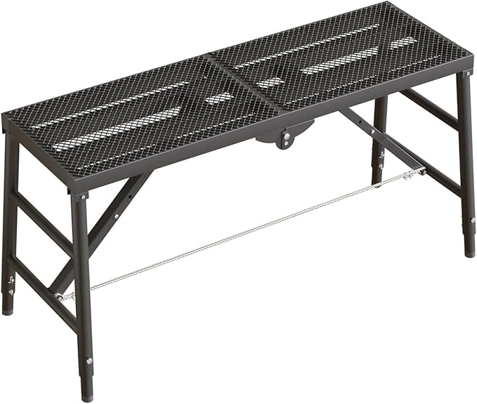 Scaffolding Platform 11.81"x59.05" Adjustable Work Platform Support 660 lbs Portable Scaffold 5 Gear Adjust Height 31 to 46 inches Folding Ladder Step Stool Non Slip (59.05"x11.81")