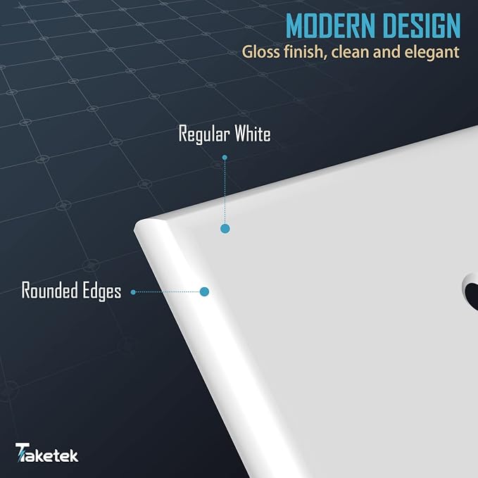 TAKETEK Light Switch Cover, Standard Size Toggle Light Switch Wall Plate,White, Wall Plates for Light Switches, White, 20 Pack