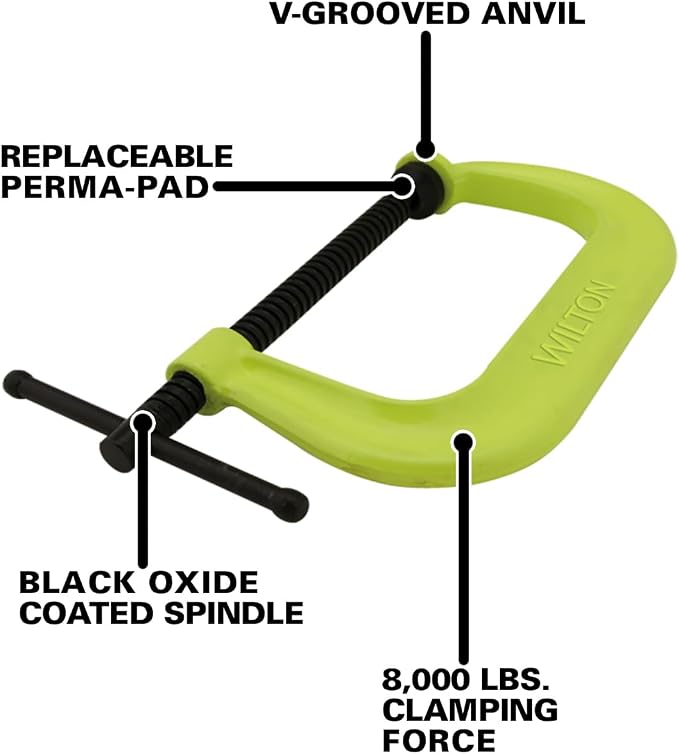Wilton Hi-Vis C-Clamp, 10-1/8" Opening, 6" Throat, 8000 Lbs. Clamping Force (Model 410-SF)