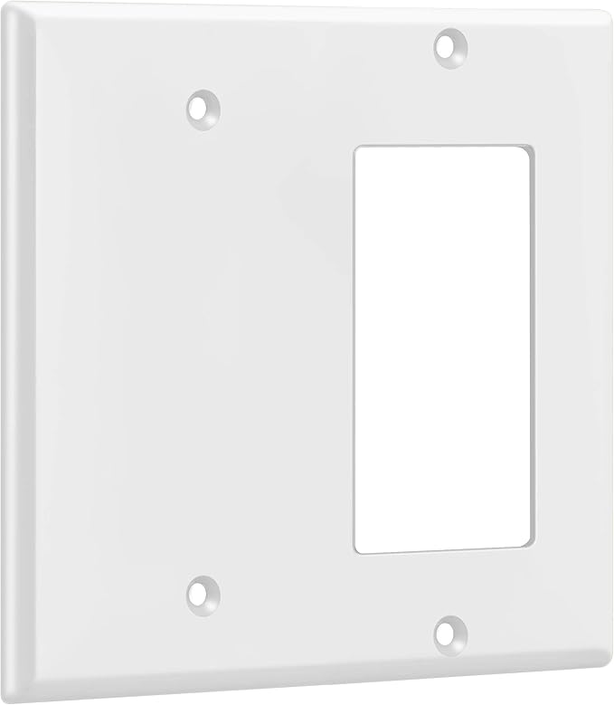 ENERLITES Combination Blank Device / Decorator Switch Wall Plate, Size 2-Gang 4.50" x 4.57", Polycarbonate Thermoplastic, 880131-W-10PCS, White (10 Pack)