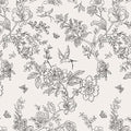 Froluya Black and Cream White Floral Wallpaper Peel and Stick Wallpaper 17.7in×590.5in Vintage Floral Contact Paper Flowers Birds Removable Self Adhesive Decorative Wall Paper for Bathroom Cabinets