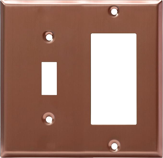 ENERLITES Combination Toggle Switch and Decorator Receptacle Metal Wall Plate, Corrosion-Resistant, Stainless Steel 201, Standard Size 2-Gang 4.50" x 4.57", UL Listed, 771131-BRG, Brushed Rose Gold