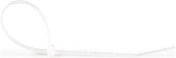 StarTech 8"(20cm) Cable Ties, 94V-2/UL Listed, White, TAA (CBMZT8NK) | 1/8"(4mm) wide, 2-1/8"(55mm) Bundle Diameter, 1000 Pack, 50lb(22kg) Tensile Strength, Nylon Self Locking Zip, Curved Tip
