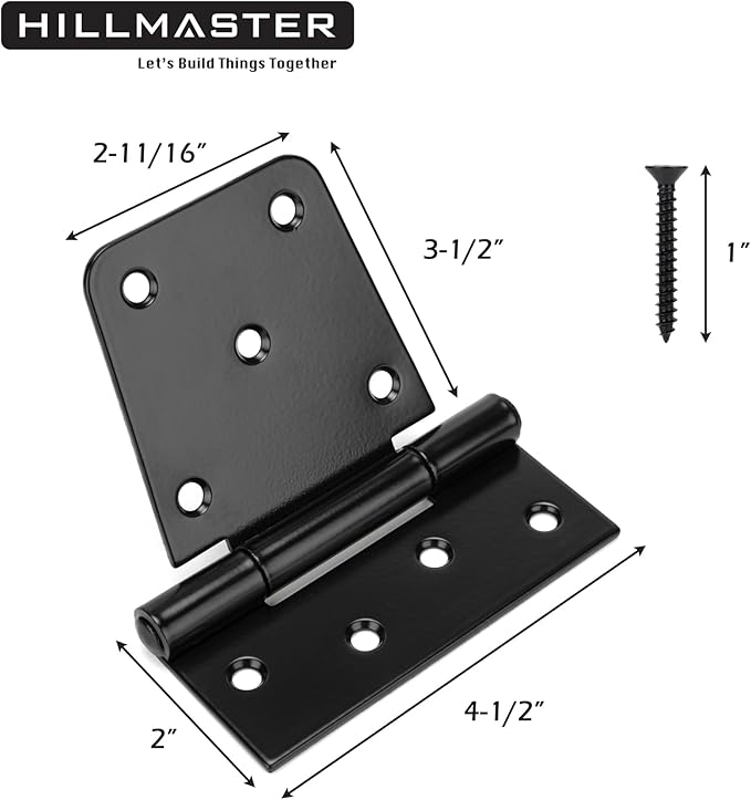 HILLMASTER 3.5 inch Heavy Duty Gate Hinges Fence Door Hinges Durable Gate Strap Hinge for Indoor Outdoor, Gate Hardware Kit for Shed, Wooden Fences, Vinyl Fence Gate, Barn Door, Garage, 6 Pack