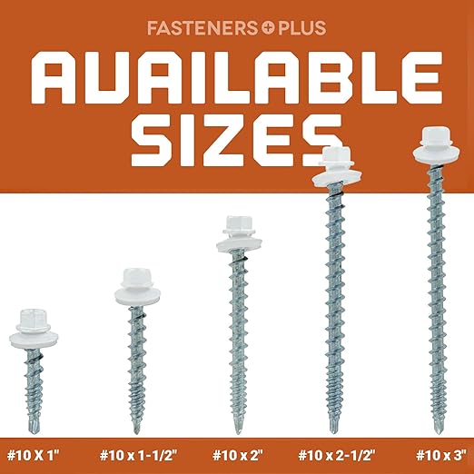 Fasteners Plus ST Fastening #10 x 1-1/2" Kwikseal Woodbinder Metal Roofing Screws Metal-to-Wood Charcoal Gray (Pack of 250)