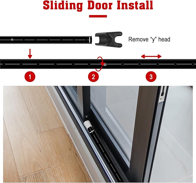 SecurityMan 2-in-1 Door Security Bar & Sliding Patio Door Security Bar (2 Pack) via Interchangeable Caps - Constructed of High Grade Iron - Black