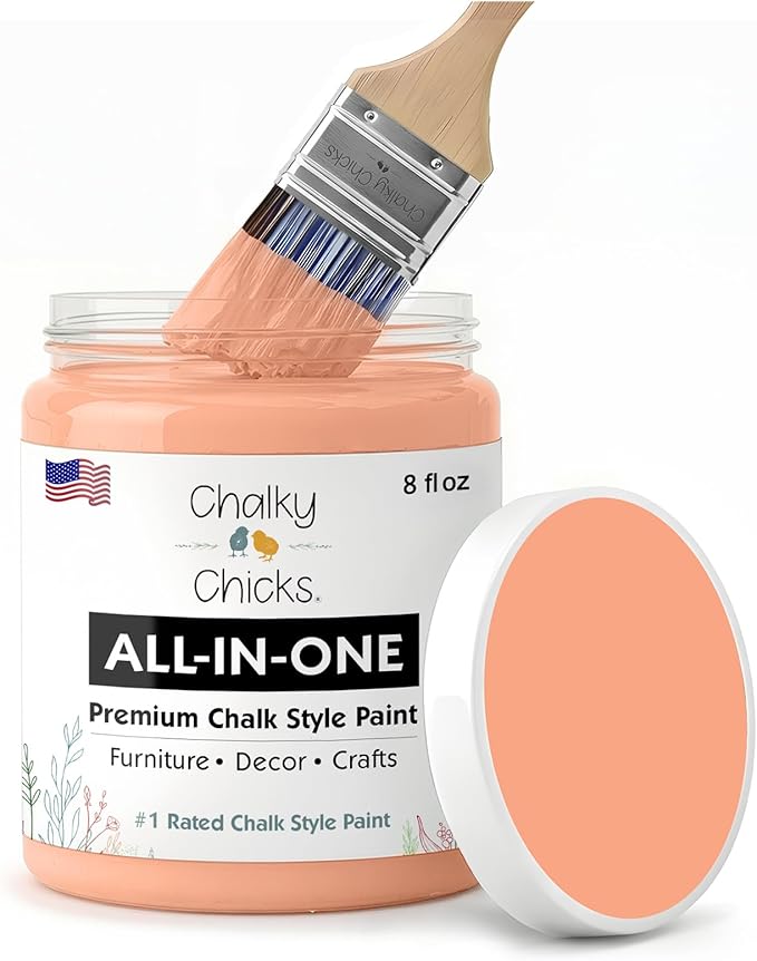 Chalky Chicks 8 Fl Oz Matte Gingers Blush Pink (Blush/Orange) Chalk Paint for Furniture Without Sanding - No Prep Furniture Paint No Sanding All in One for Crafts, Walls, Cabinet, Metal, Dresser