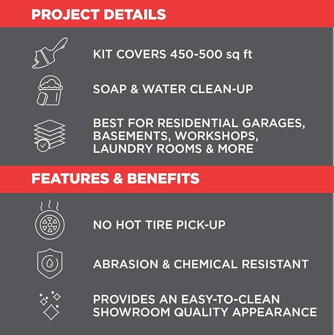 Rust-Oleum 365186 EPOXYSHIELD Garage Floor Coating Kit, 2.5 Car, Gloss Dark Gray