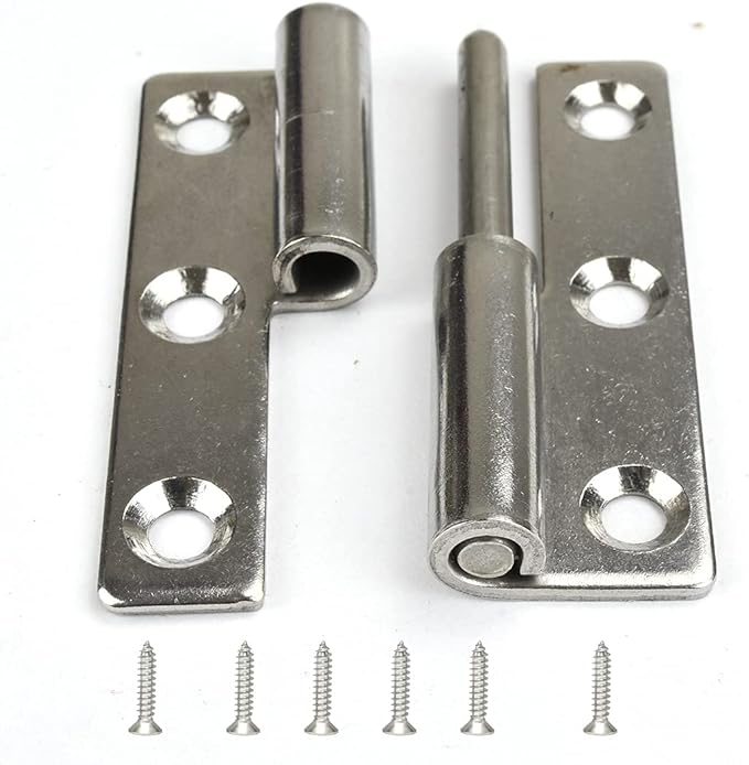 4Pcs 2.5" Detachable Door Hinge,Stainless Steel Rising Butt Right Handed Lift Off Door Hinge