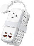 NTONPOWER GAN Ultra 65W USB Charging Station, 7 in 1 Travel Power Strip with 3 Outlets 4 USB (2 USB C), Extension Cord 4ft, Travel Essentials, Cruise Power Strip Compatible with MacBook, iPhone, White