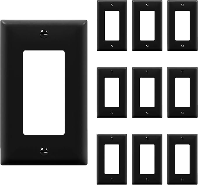 ENERLITES Decorator Light Switch or Receptacle Outlet Wall Plate, Gloss Finish, Size 1-Gang 4.50" x 2.76", Unbreakable Polycarbonate Thermoplastic, UL Listed, 8831-BK-10PCS, Black, 10 Pack