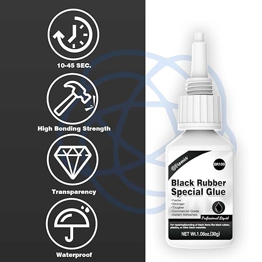 30g Black Rubber Adhesive for Tire Repair, Edge Bonding, DIY Crafts - Quick-Dry, High-Strength Patch Glue for Durable RC Tire and Super Rubber Bonding