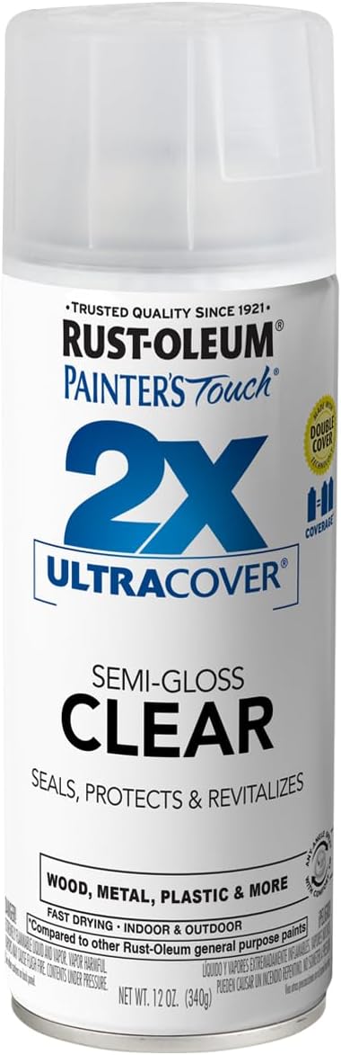 Rust-Oleum 249859 Painter's Touch 2X Ultra Cover Spray Paint, Semi-Gloss Clear, 12 Ounce (Pack of 4)