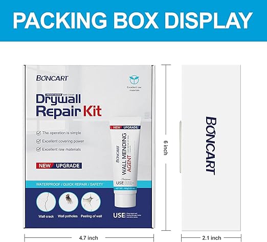 BONCART Spackle Wall Repair Kit, Drywall Repair Patch Kit,Wall Mending Agent Putty,Wall Repair Paste Plaster for Wall Crack/Nail Hole,Wall Repair Patch Kit with Scraper/Sandpaper
