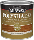 Minwax PolyShades Wood Stain + Polyurethane Finish – ½ Pint, Antique Walnut, Satin