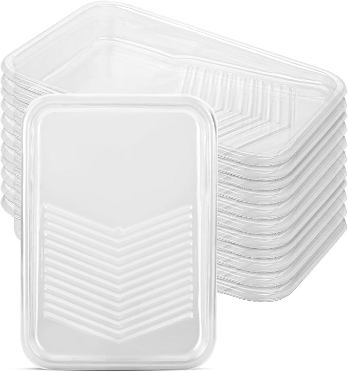 Bates 9 Inch Paint Tray Liners - 10 Transparent Plastic Disposable Trays for Painting Walls