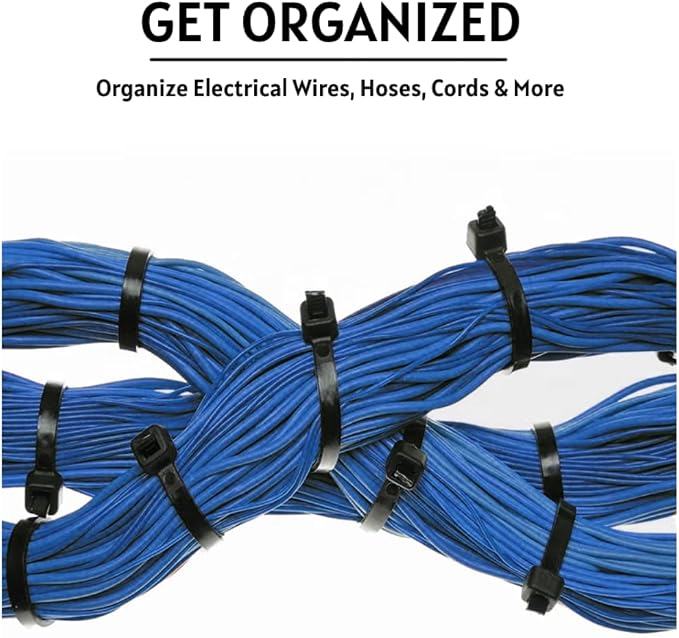 Kable Kontrol Cable Zip Ties, 14 Inch, 100 Pcs, 75lbs Test, Black | Nylon Plastic, UV-Resistant, Self Locking, UL Listed, Indoor & Outdoor Use
