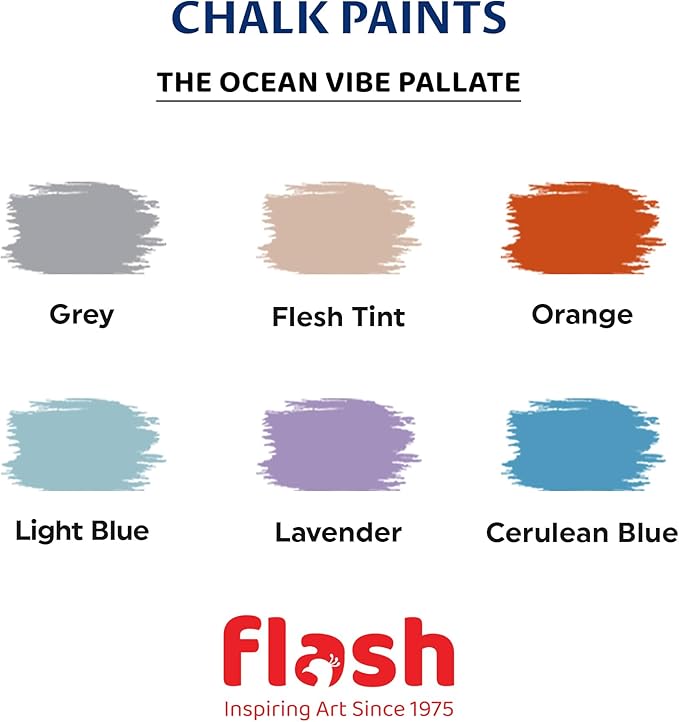 FLASH Acrylic Chalk Paint Set, 25 Colors (50 mL), Decor Paint With Chalky and Ultra Matte Finish, High Pigment Strength, Non Fading, Multi Surface Art & Craft Acrylic Paint