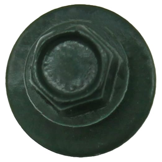 10 x 1-1/2" Hartford Green Metal Roofing Screws - Hex Washer Head- Self-Starting/Tapping - EPDM Washer. 8 X 250 Bags - 2,000 Screws