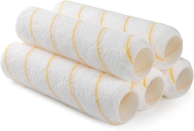 Paint Roller Covers, 5 Pack, 9 Inch Microfiber Paint Roller, 3/8" Nap Covers for Paint Roller Frame, Rollers for Painting, Paint Supplies for Painting Walls
