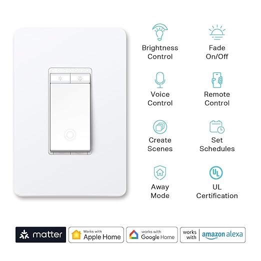 Kasa Smart Kasa Matter Smart Dimmer Switch: Voice Control w/Siri, Alexa & Google Assistant,UL Certified, Timer & Schedule, Easy Guided Install,Neutral Wire Required, Single Pole, 2.4GHz Wi-Fi, 3-Pack