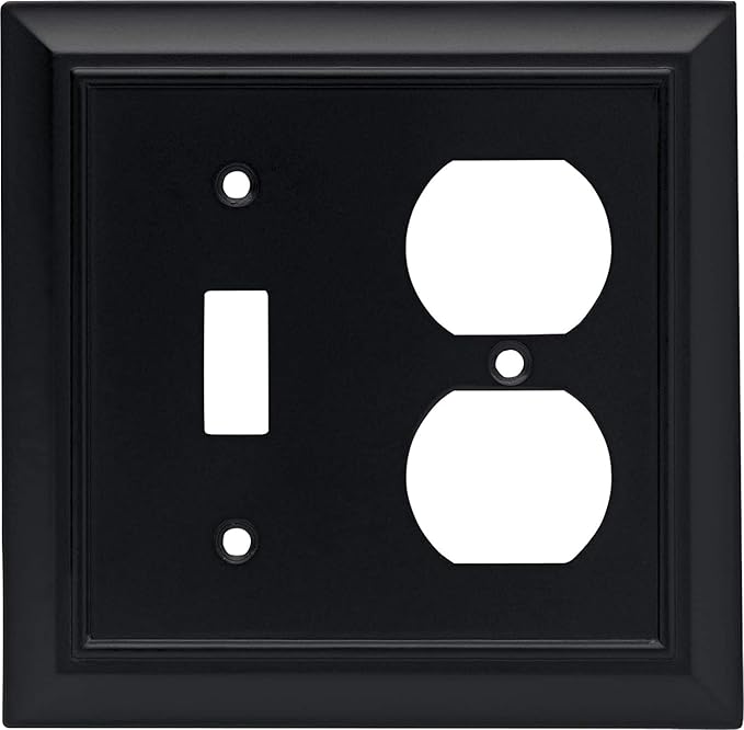 Franklin Brass Architectural (1-Pack) Single Switch/Duplex Combo Matte Black 2-Gang Combination Wall Plate Electrical Outlet Covers 64213