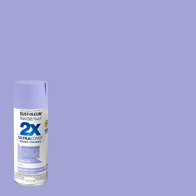 Rust-Oleum 334068-2PK Painter's Touch 2X Ultra Cover Spray Paint, 12 oz, Satin French Lilac, 2 Pack