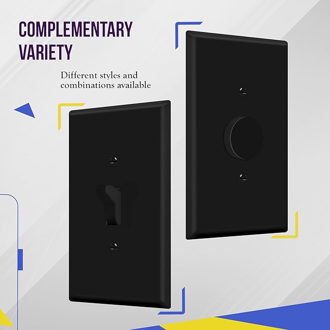 ENERLITES Toggle Light Switch Wall Plate, Jumbo Switch Cover, Gloss Finish, Oversized 1-Gang 5.5" x 3.5", Unbreakable Polycarbonate Thermoplastic, 8811O-BK-5PCS, Black, 5 Pack