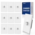 ELEGRP Digital Dimmer Switch for LED/CFL, Toggle Dimmer Switch with Decorative Frameless Design Wallplate, Single Pole/3-Way, UL Listed, 10 Pack, White