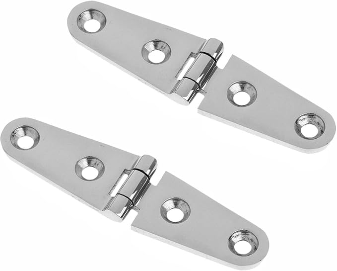 316 Stainless Steel Boat/Door Hinge ，Heavy Duty Marine Grade Cupboard Cabinet Drawer Door Strap Butt Hinge Furniture Hardware (Size: 4”X1”,2pcs)