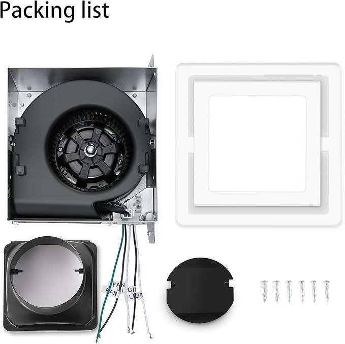 JOEAONZ Bathroom Exhaust Fan with Light 110 CFM Quiet 6500K 800LM Household Ventilation Fan Light Combo, Energy Saving Ceiling Mount Bathroom Air extractor, Multipurpose Bath Extractor Easy to Install