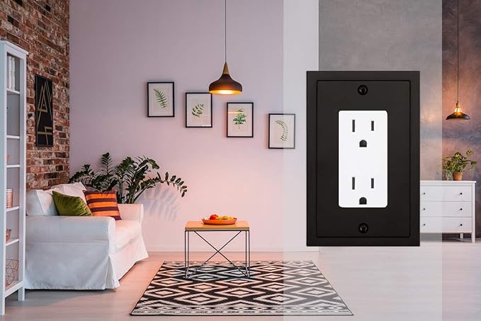 Modern Edge Decorative Wall Plate Switch Plate Outlet Cover, Durable Solid Zinc Alloy (Single Decorator 2PK, Matte Black)