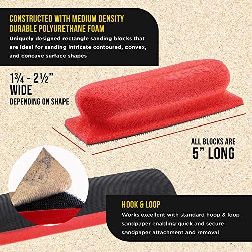 Dura-Gold 20-Piece Contoured Profile 5" Hand Sanding Block Set with 40